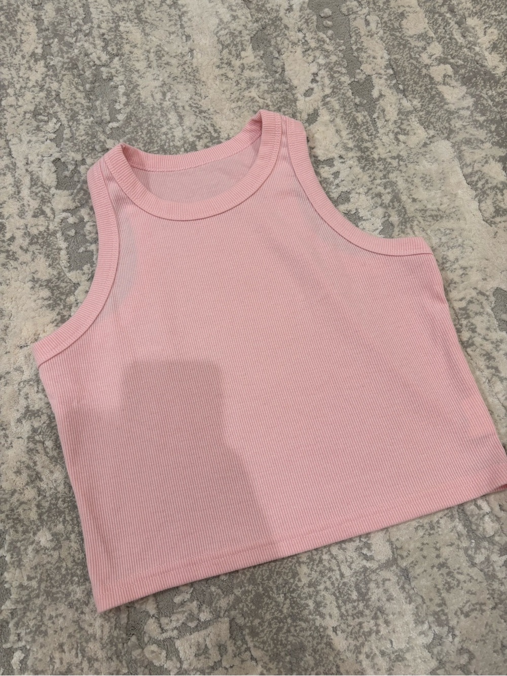 Sleeveless Ribbed Crop Tank Top - Pink